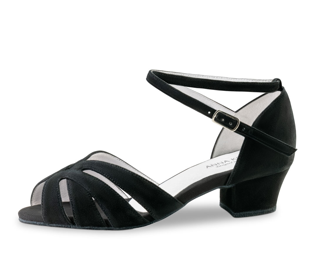 Sandalias de baile de ante negro de Anna Kern con tacón grueso de 3,5 cm
