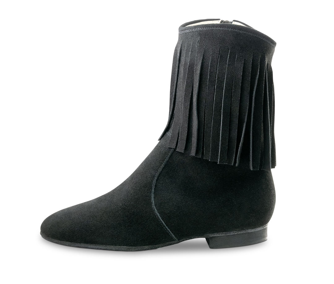 Botas de baile con flecos, de ante suave y con tacón de 1 cm, de Werner Kern