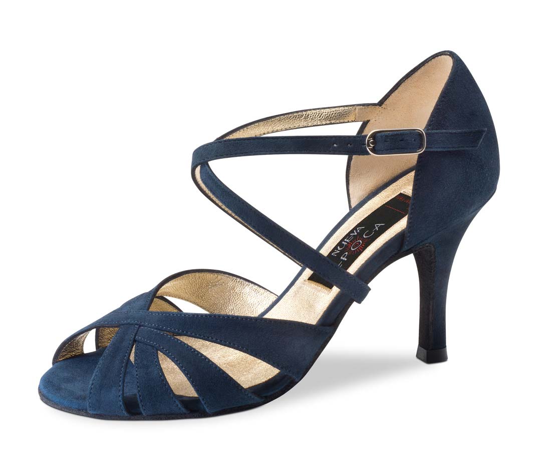 Gracia blauer Nueve Epoca Damentanzschuh in Samtziege