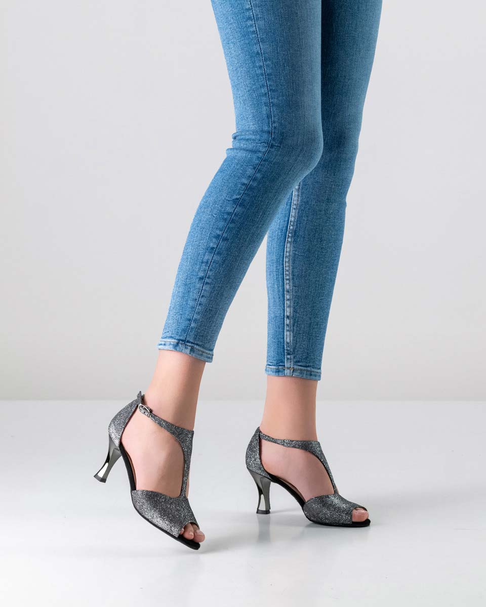 Jamie Werner Kern Damentanzschuh mit silbernem Absatz und T-Steg