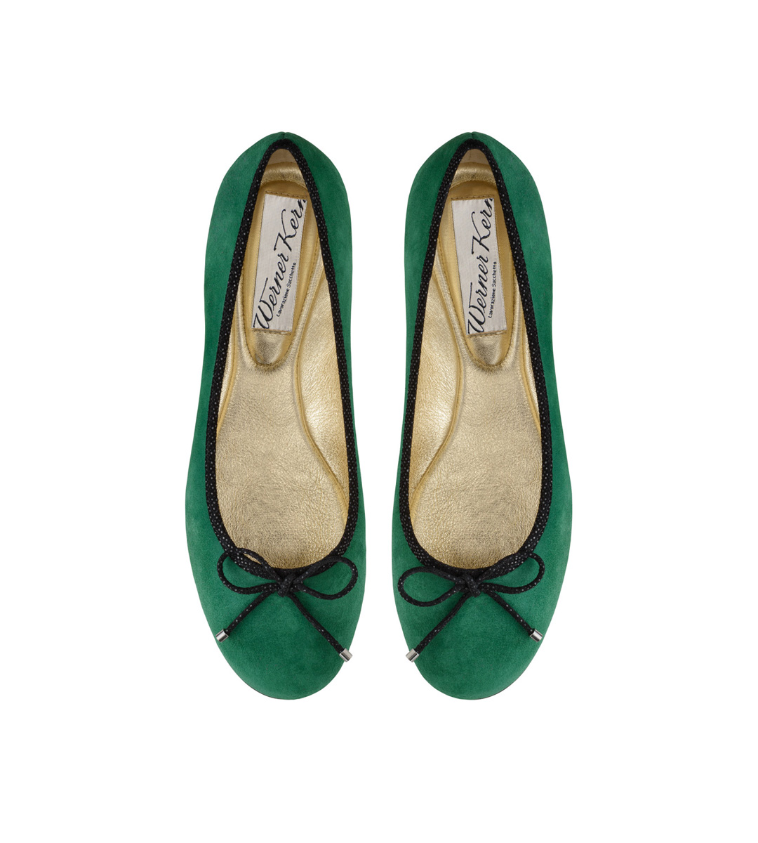 Ballerina Juma - Werner Kern Ballerinas Grüner Ballerina Juma aus sehr weichem Wildleder und einer Schwarzen Schleife