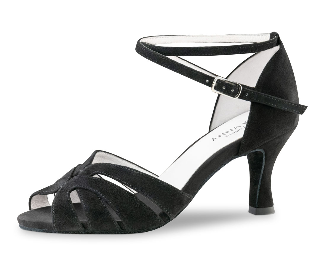 Sandalias de baile con tacón de 6 cm, de ante negro, de Anna Kern