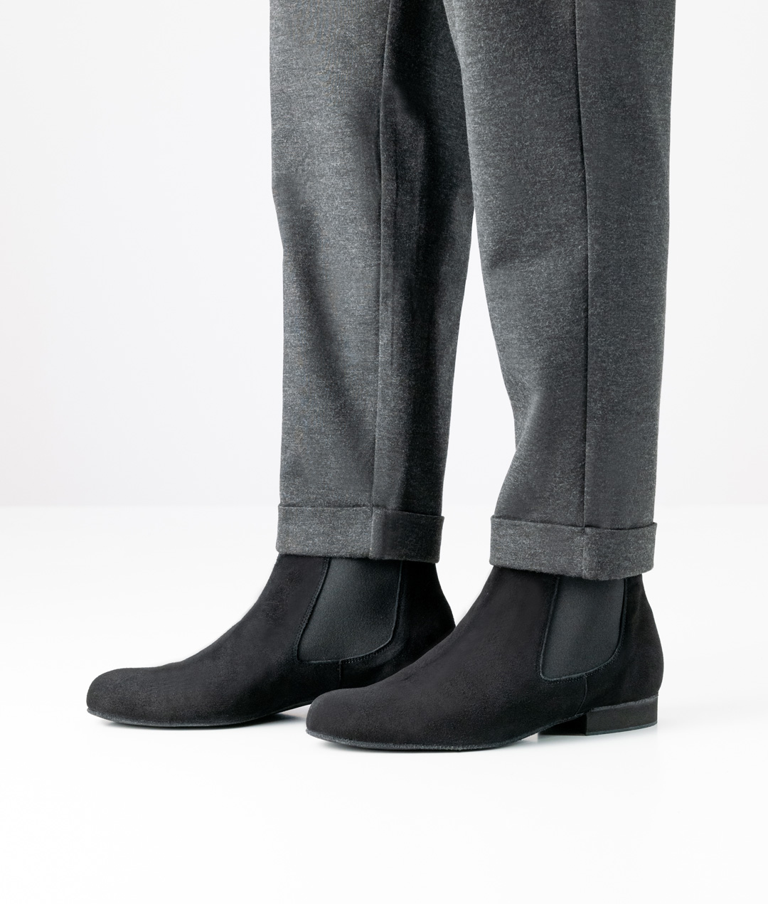 Lässige Herrentanzschuhe aus Velourleder in schwarz mit Tanzschuhsohle