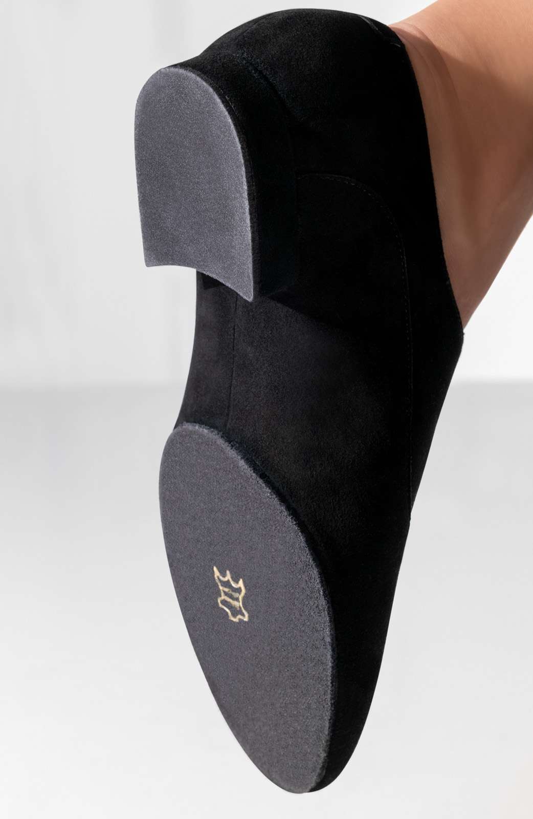 Geteilte Sohle von Trainingstanzschuh Runa mit flachem Absatz aus weichem Velourleder