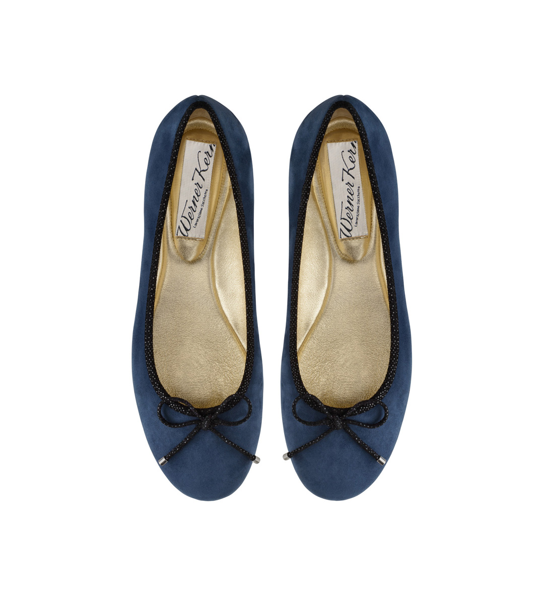 Ballerina Dana - Werner Kern Ballerinas Navy blauer Ballerina Dana aus weichem Wildleder und schwarzer Schleife