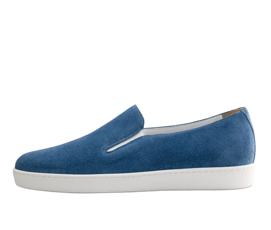 Zapatillas de baile tipo mocasín, de ante azul con suela blanca, para uso en interiores y exteriores, de Werner Kern