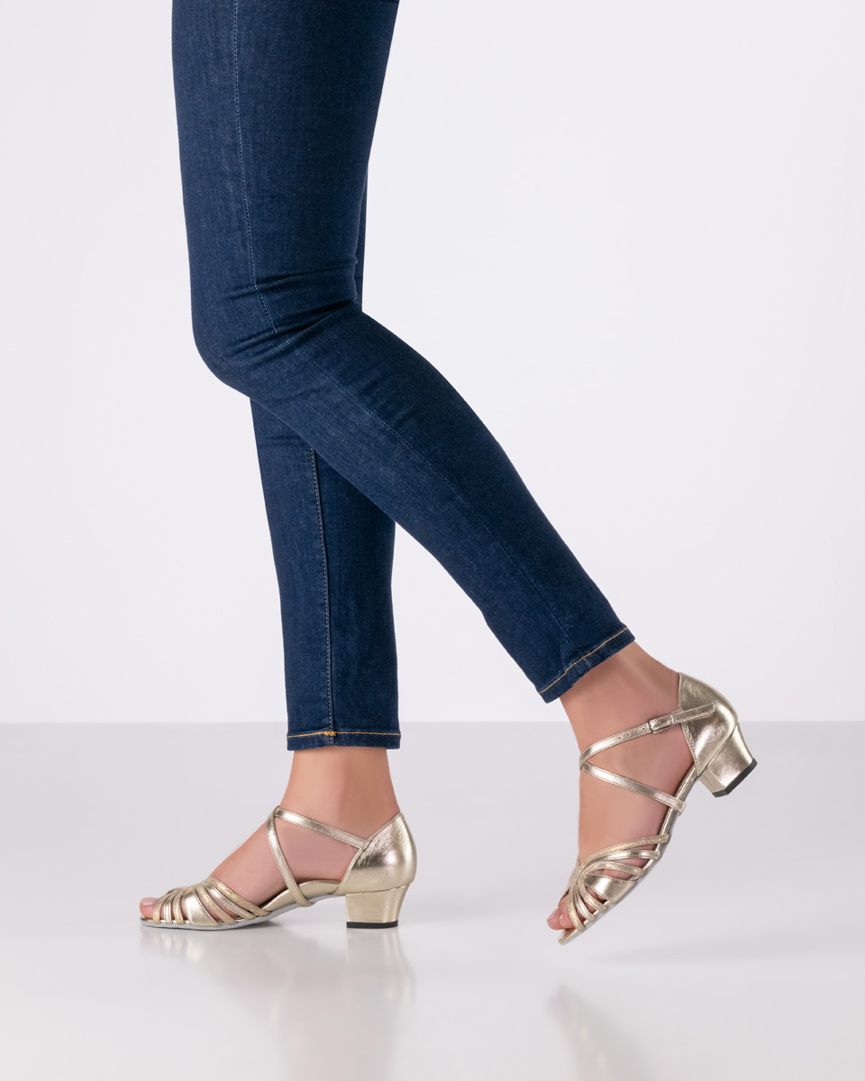 Damen Tanzschuh für lange Tanzabende - Werner Kern Kim in Platin Nappaleder mit glamouröser Verspieltheit, atemberaubendem Halt und einem fantastisch bequemen Absatz von 3,5 cm