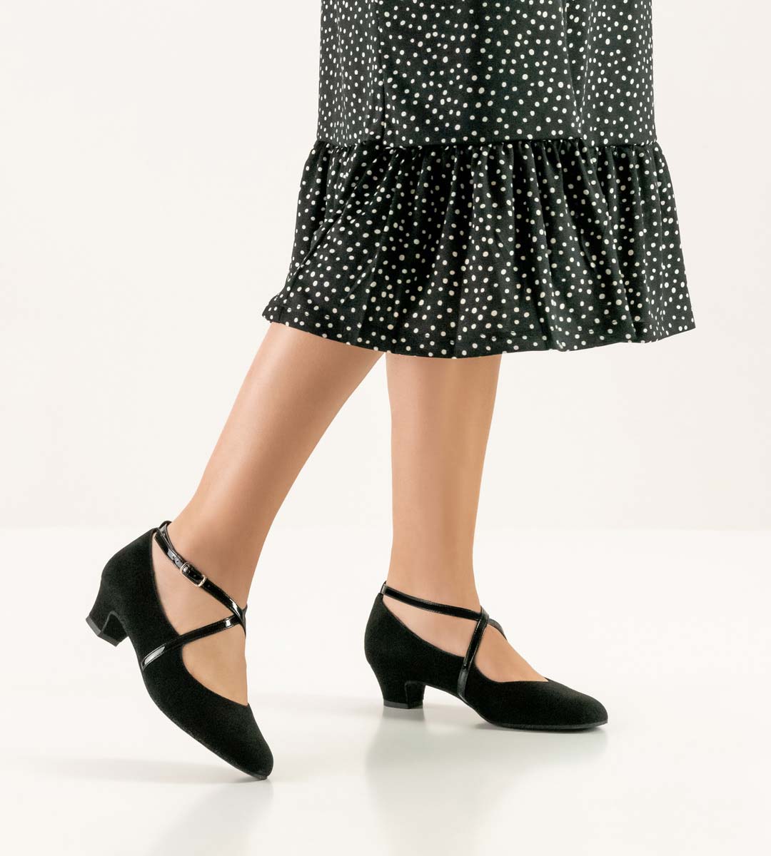 Marina schwarzer Werner Kern Damentanzschuh mit Lackriemchen