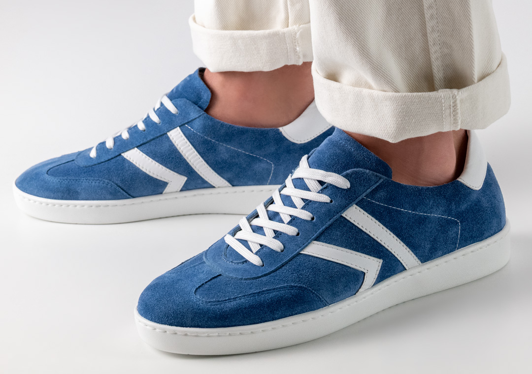 Werner Kern Tanzsneaker in jeansblau für Herren mit weißer sohle aus Pu-Material für drinnen und draußen