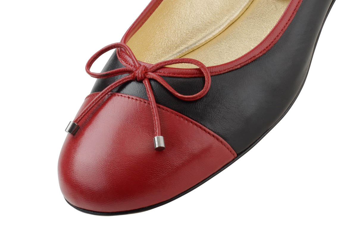 Ballerina Ada - Werner Kern Ballerinas Schwarz roter Ballerina von Werner Kern mit roter Schleife
