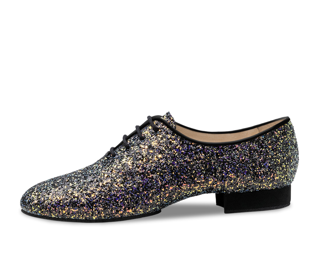 Zapatos de baile cerrados, de brocado brillante, con tacón de 1,5 cm y cordones, de Werner Kern.
