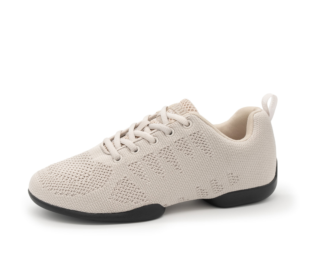 Zapatilla 180 Damen Tanzsneaker 180 in Beige von Suny by Anna Kern, aus feinem Knitting Material mit geteilter Sohle, ideal zum Tanzen auf allen Böden.