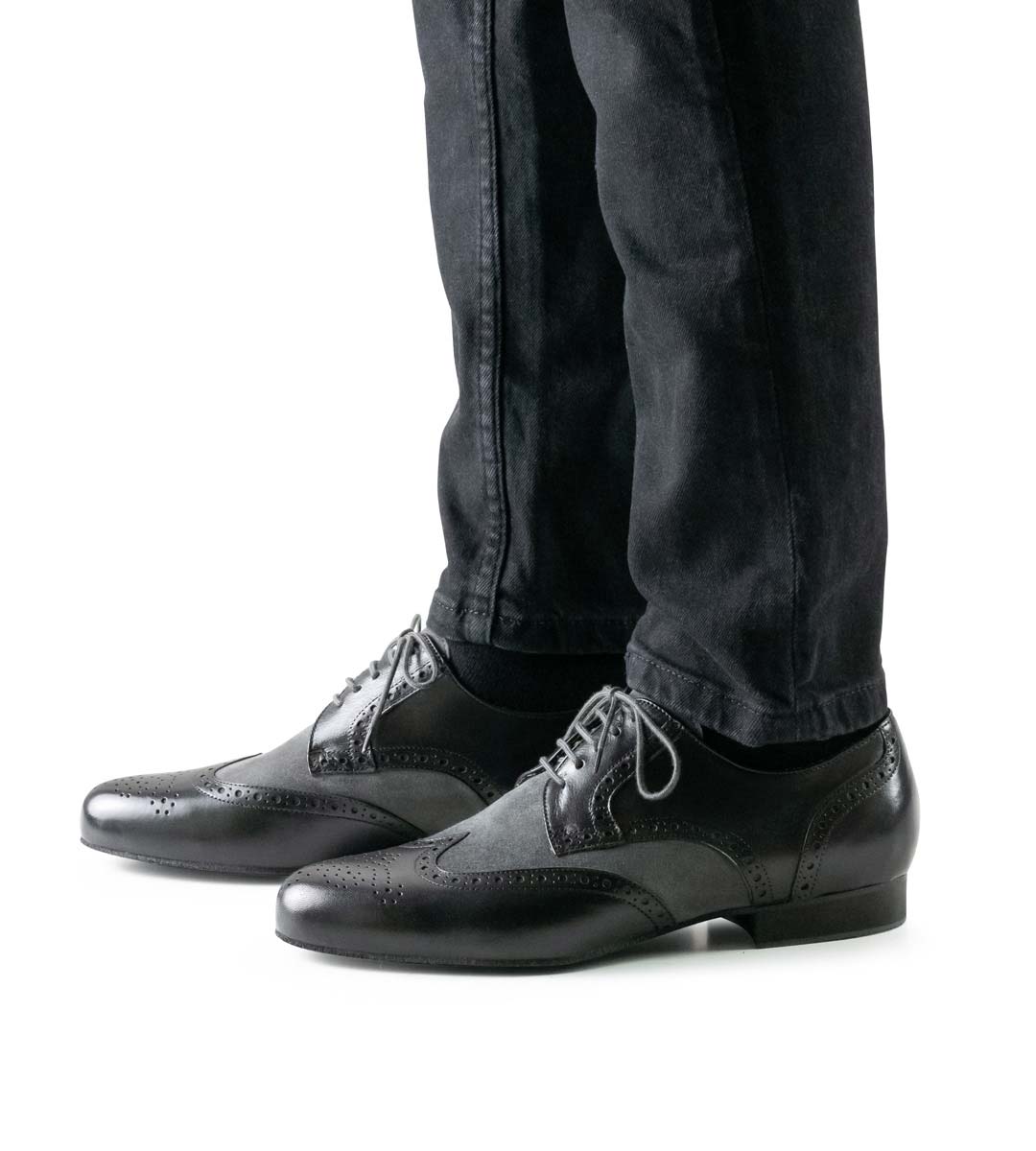 Udine 2 cm hoher Werner Kern Herrentanzschuh in Nappa und Velours in Kombination mit schwarzer Jeans