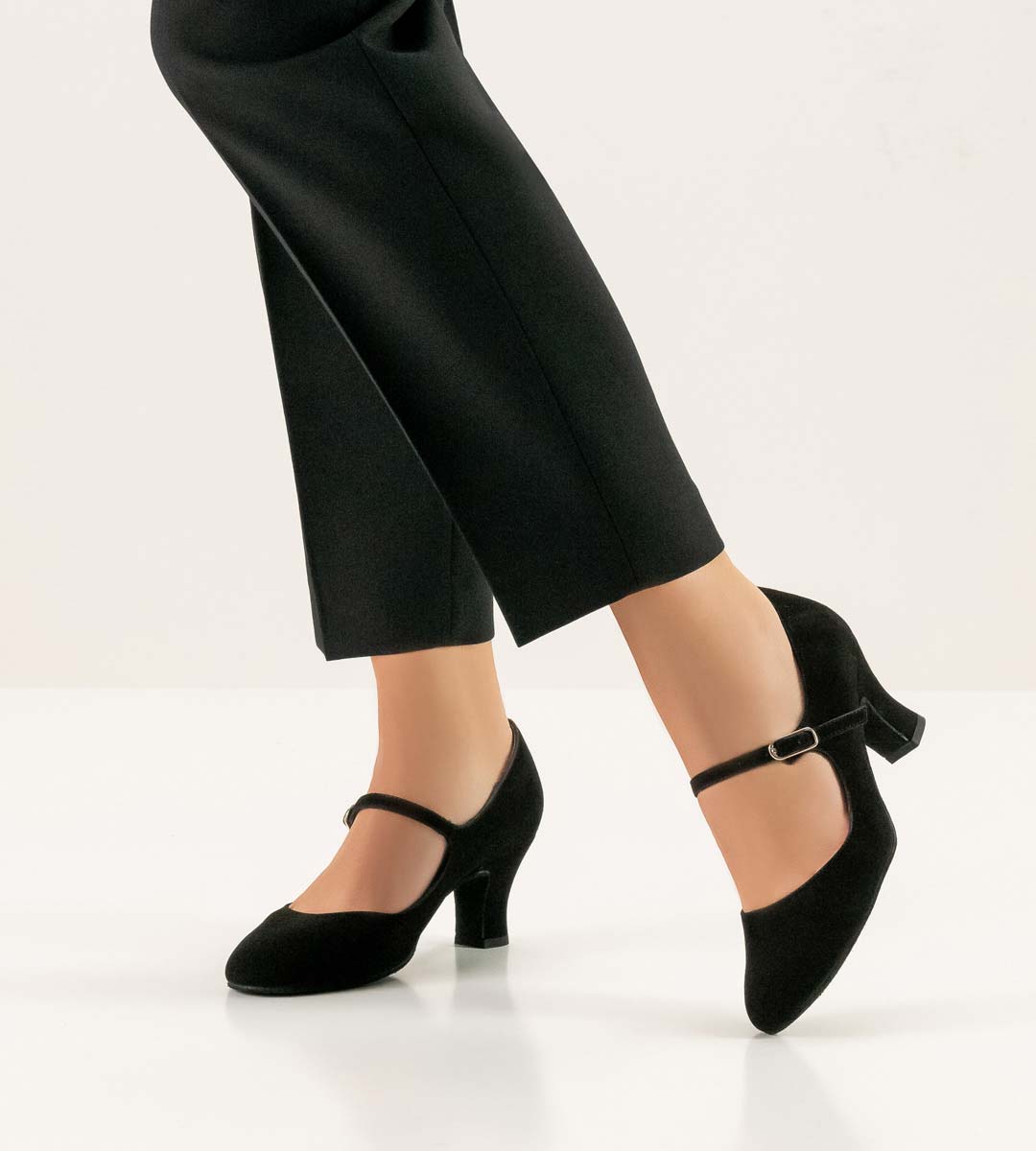 Ashley schwarzer Werner Kern Damentanzschuh mit Spange