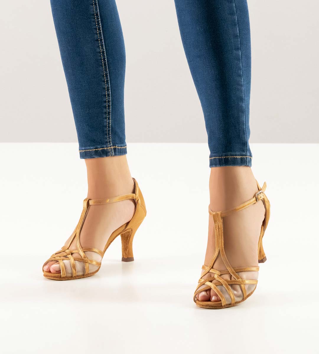 640 Anna Kern Latein Damentanzschuh mit T-Steg in bronce