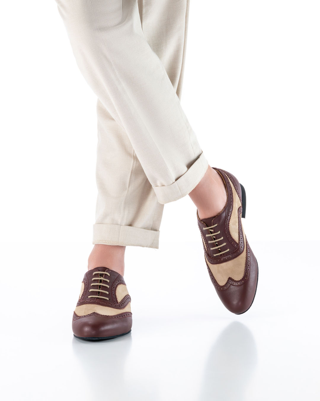 Zapatos de baile para hombre de piel marrón y beige de Werner Kern