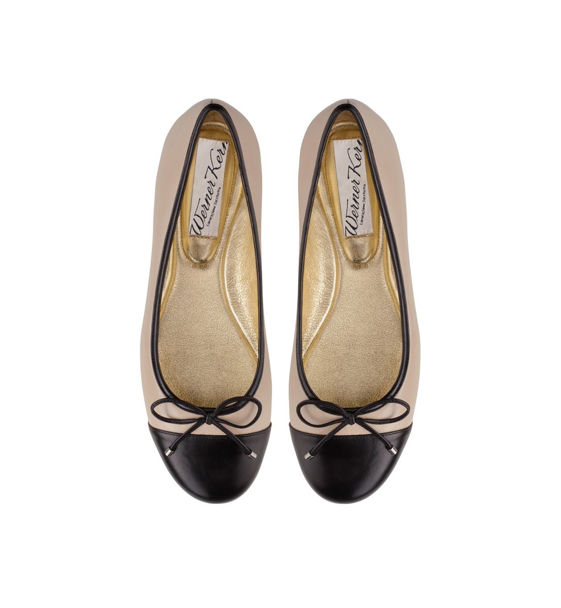 Ballerina Mia - Werner Kern Ballerinas Beiger Ballerina Mia mit schwarzer Zehenkappe aus Nappaleder