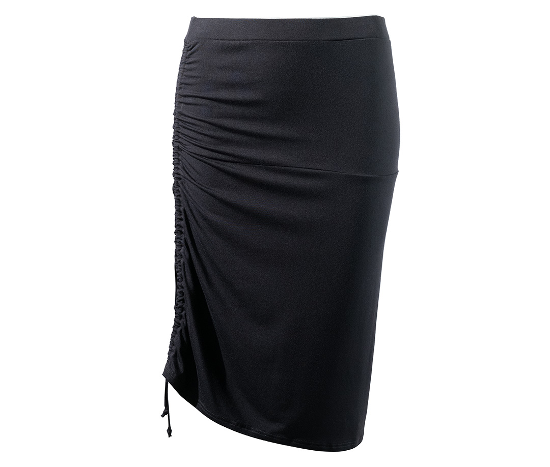 Falda de baile negra ajustable Liya de largo midi con cordón y fruncido de Werner Kern