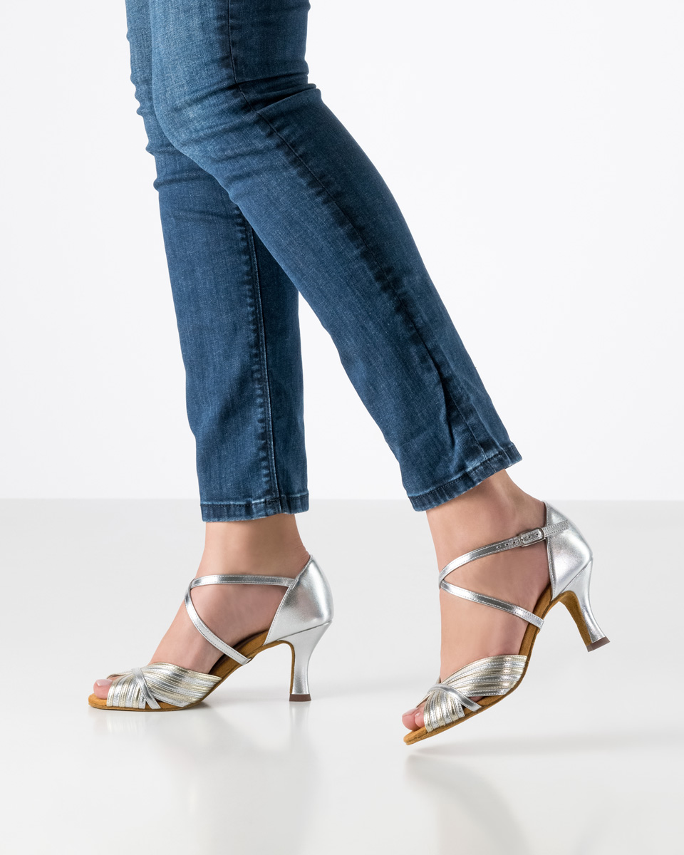 Offener Tanzschuh aus gold und silber für Damen