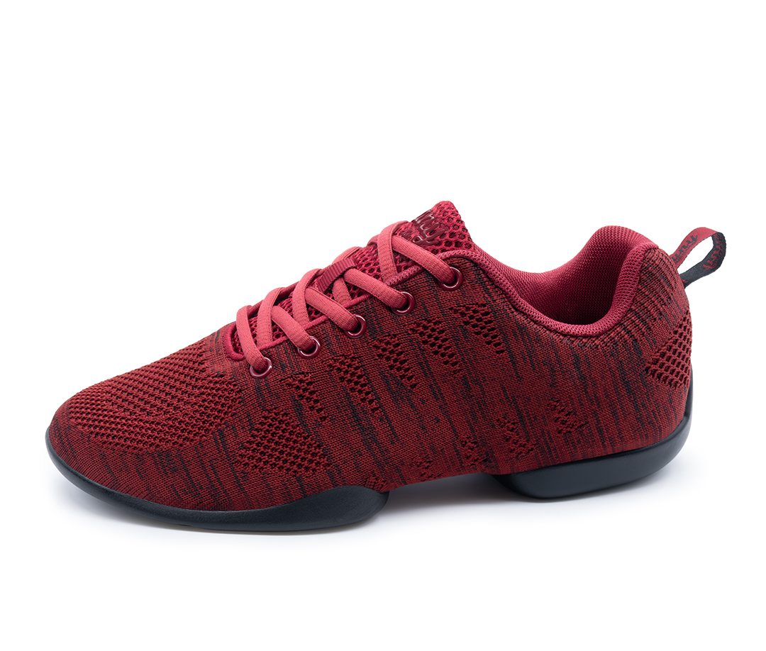Zapatillas de baile rojas y ligeras para mujer con cordones de cinco agujeros de Suny.