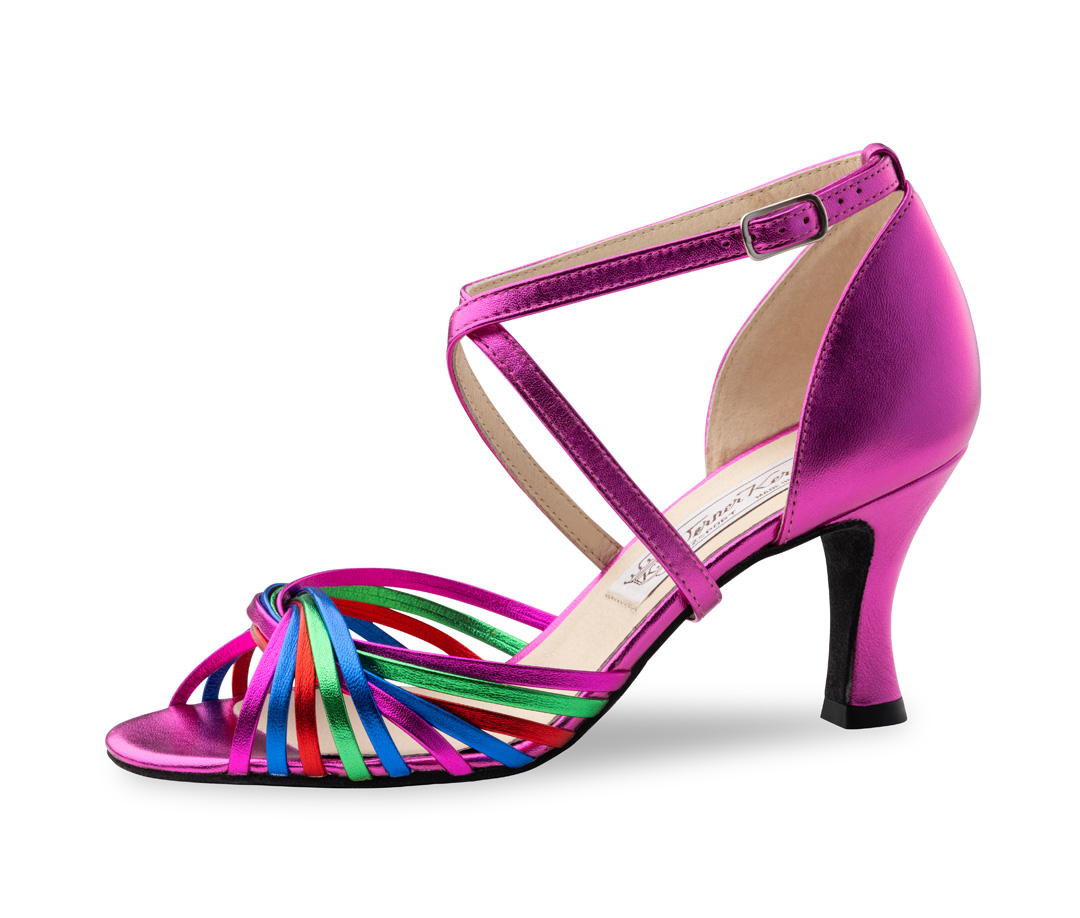 Mary  Damen Tanzschuh Mary - Werner Kern aus Fuchsia Multicolor Nappaleder, vielfältig, lebendig und modern, mit einem Eyecatcher-Farbmix und filigran verarbeiteten Riemchen für sicheren Halt und luftiges Gefühl, fantastisch bequeme Absatzhöhe von 6,5 cm