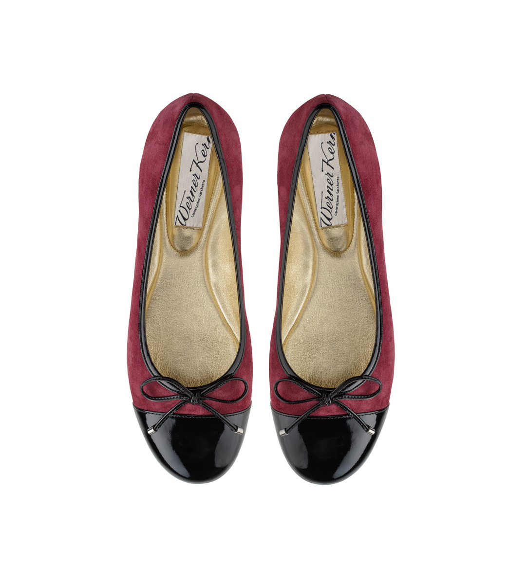 Ballerina Mori - Werner Kern Ballerinas Bordo roter Ballerina Mori aus weichem Wildleder und einer Zehenkappe aus Lackleder