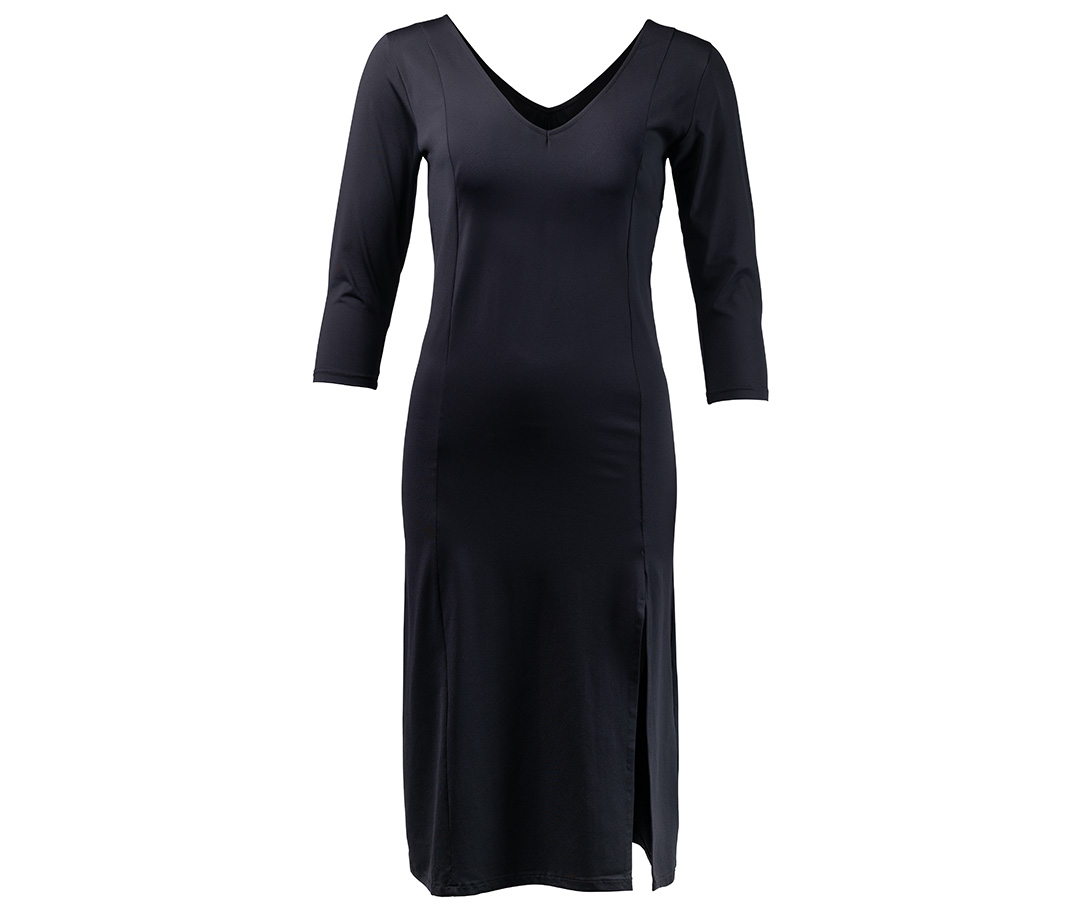Vestido de baile Taya Vestido de danza de manga larga, entallado, hasta la rodilla, de material elástico con abertura en la pierna, de Werner Kern