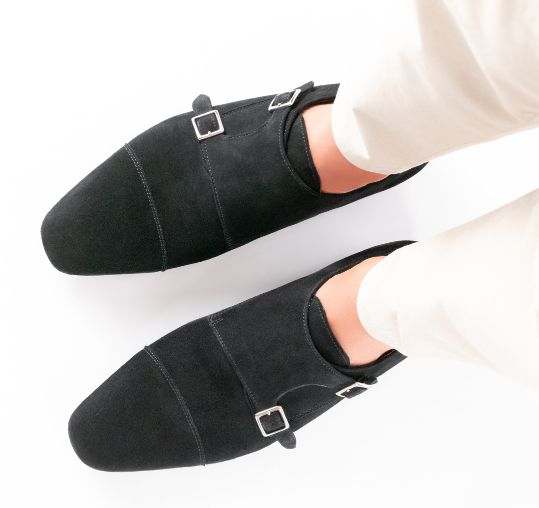 Tanzschuh Anzio - Werner Kern in schwarzem Veloursleder, klassisches Design mit verstellbaren Schnallen, handschuhweichem Veloursleder und Kalblederfutter, fantastisch bequeme Absatzhöhe von 2,0 cm