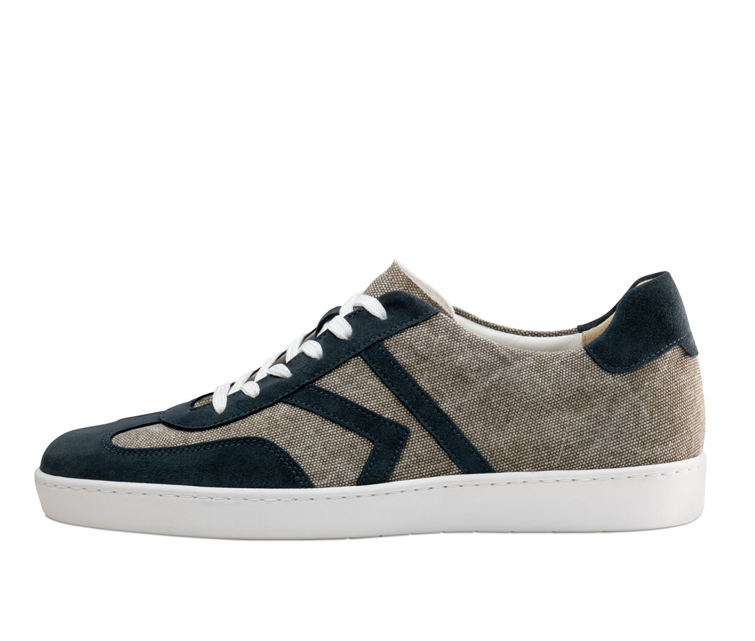 Zapatillas de baile para hombre, de tela y piel, en tonos beige y azul, con suela de baile de PU blanca, para uso en interiores y exteriores
