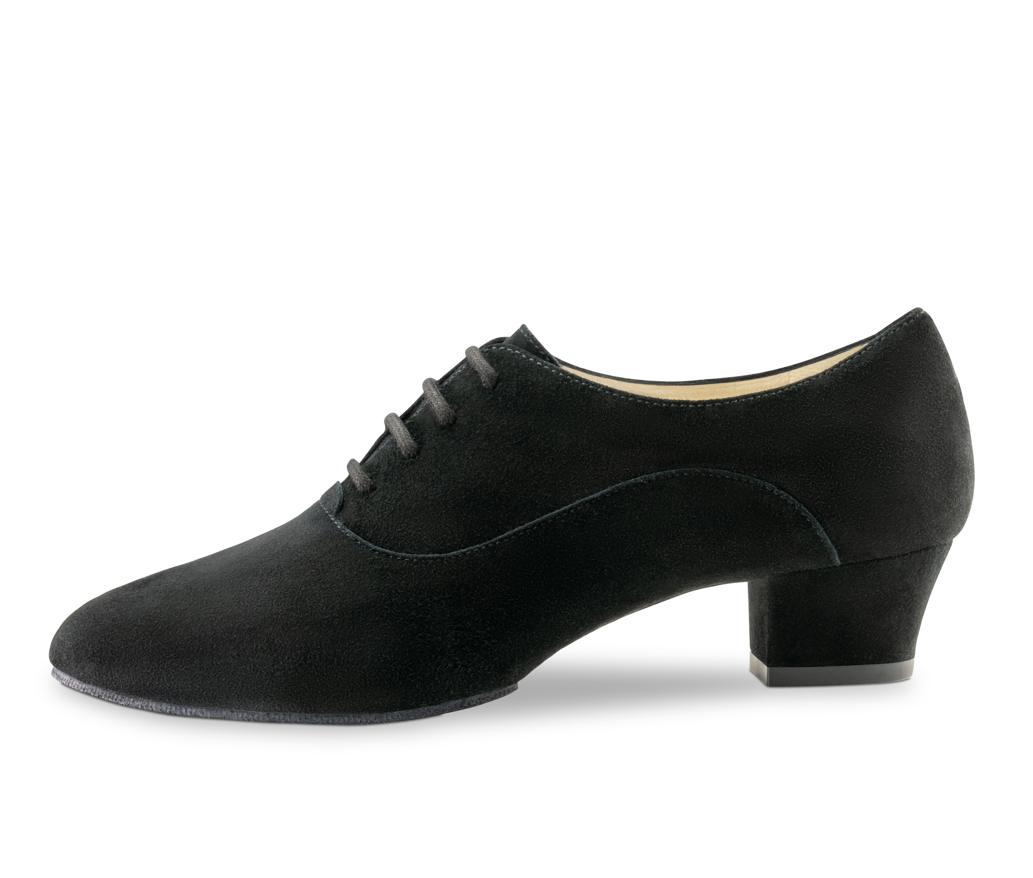 Runa Damen Tanzschuh Runa - Werner Kern in schwarzem Samtziegenleder, sicherer Halt und hohe Flexibilität mit geteilter Sohle und 4xFach Schnürung für Komfort und optimalen Halt, fantastisch bequeme Absatzhöhe von 3,5 cm
