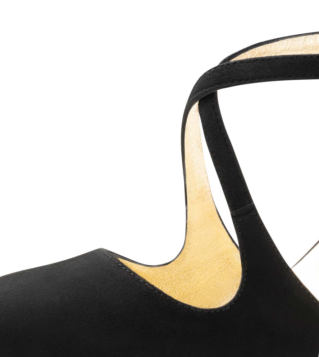 Tanja Detailansicht der Kreuzriemchen vom Nueva Epoca Damentanzschuh mit Ledersohle