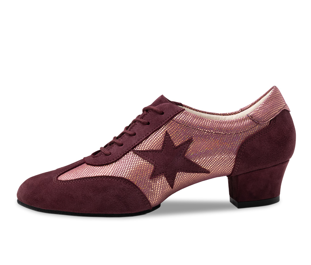 Zapatos de baile de entrenamiento color burdeos con cordones y tacón de 3,5 cm de Werner Kern.