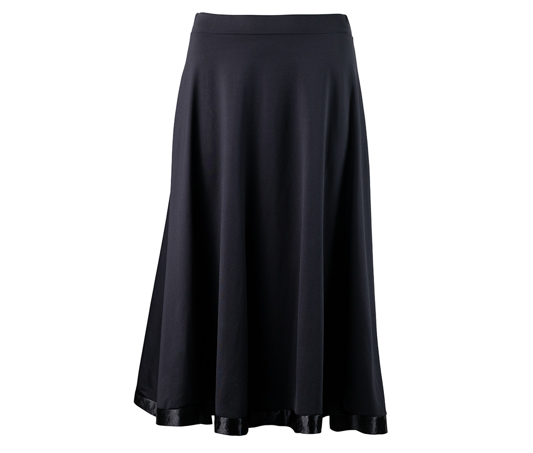 Falda de baile ancha de largo midi en negro de Werner Kern con ribete de raso en el bajo para todos los estilos de baile