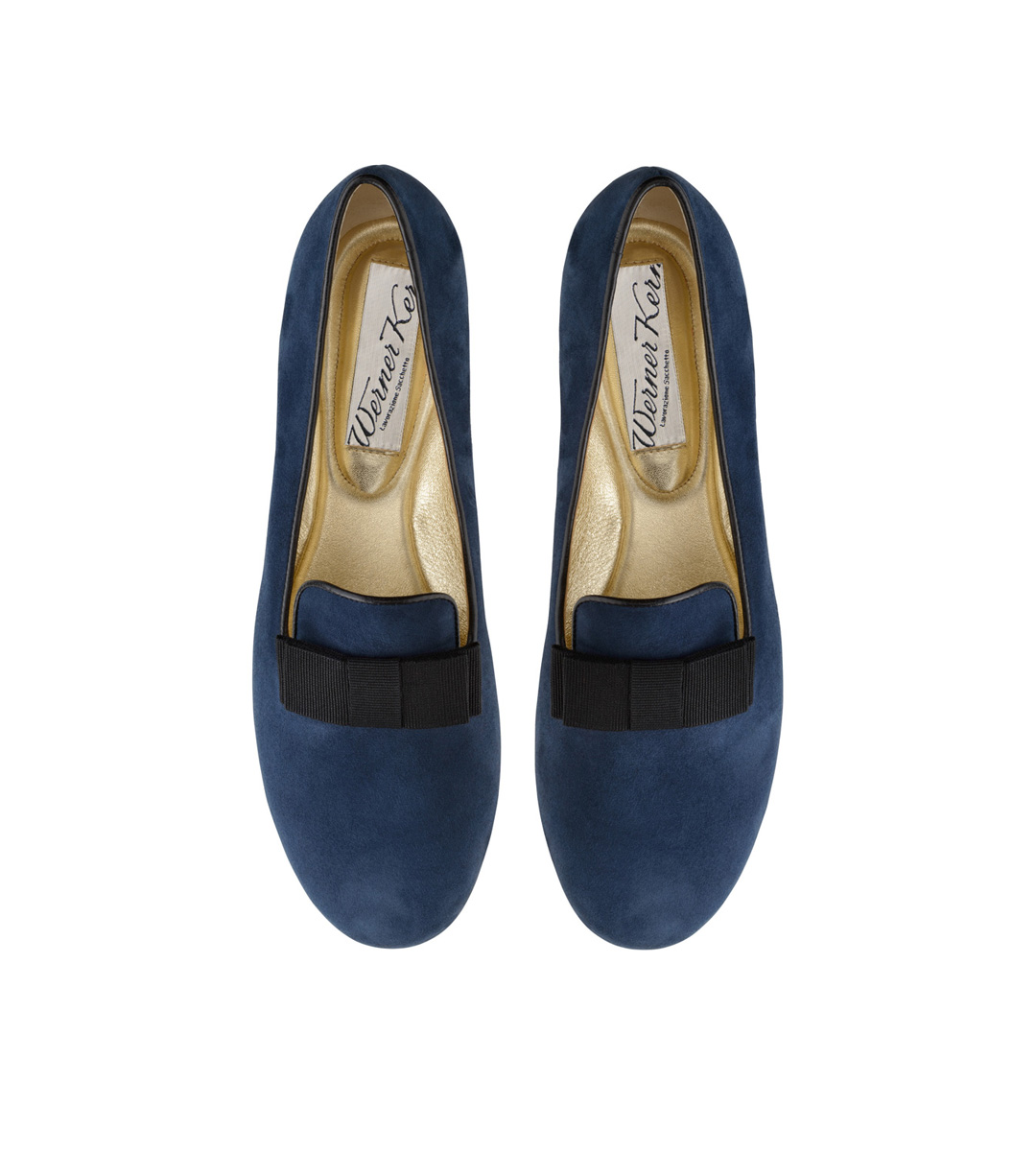 Loafer Ive - Ballerinas by Werner Kern Dunkelblauer Loafer von Werner Kern aus Wildleder und schwarzer Schleife