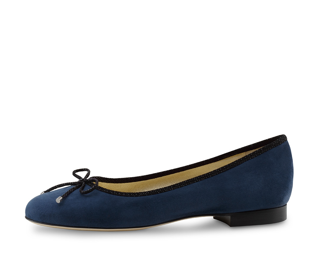 Ballerina Dana - Werner Kern Ballerinas Navy blauer Ballerina Dana aus weichem Wildleder und schwarzer Schleife