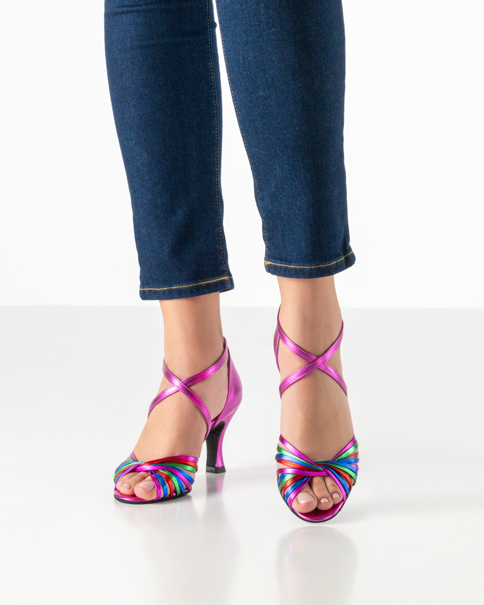 Mary  Damen Tanzschuh Mary - Werner Kern aus Fuchsia Multicolor Nappaleder, vielfältig, lebendig und modern, mit einem Eyecatcher-Farbmix und filigran verarbeiteten Riemchen für sicheren Halt und luftiges Gefühl, fantastisch bequeme Absatzhöhe von 6,5 cm