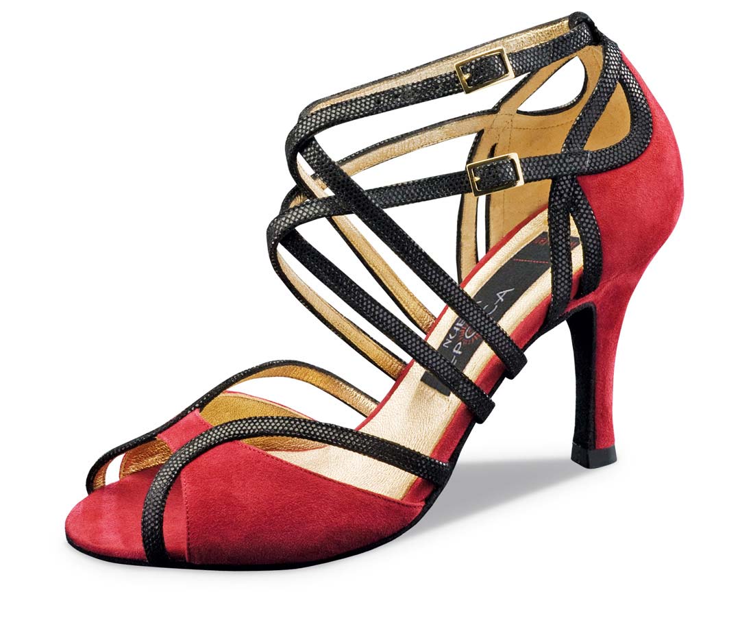 Cosima klassischer Tango Damentanzschuh in schwarz-rot