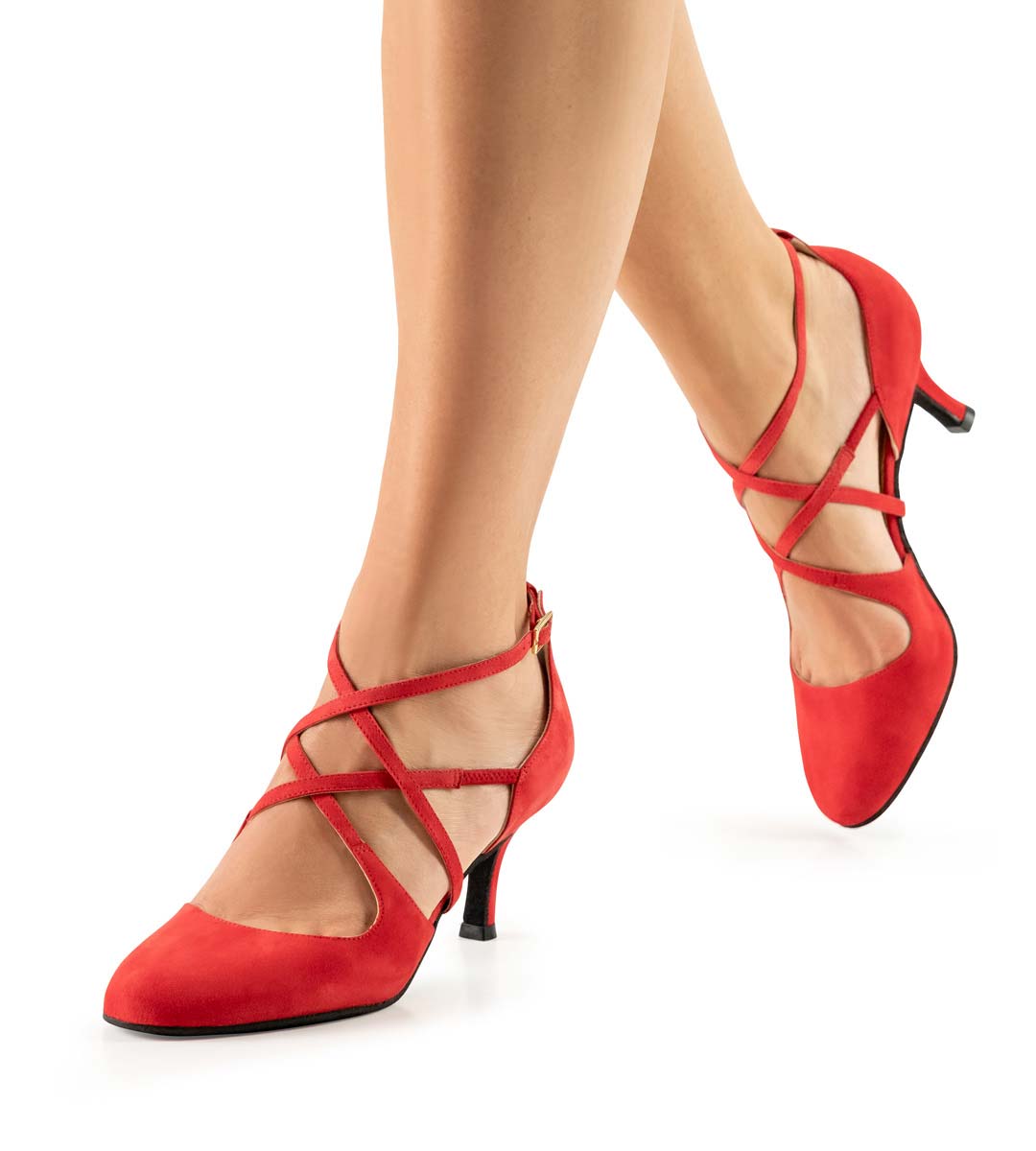 Marissa roter Damentanzschuh in Samtziege rot für Tango von Nueva Epoca