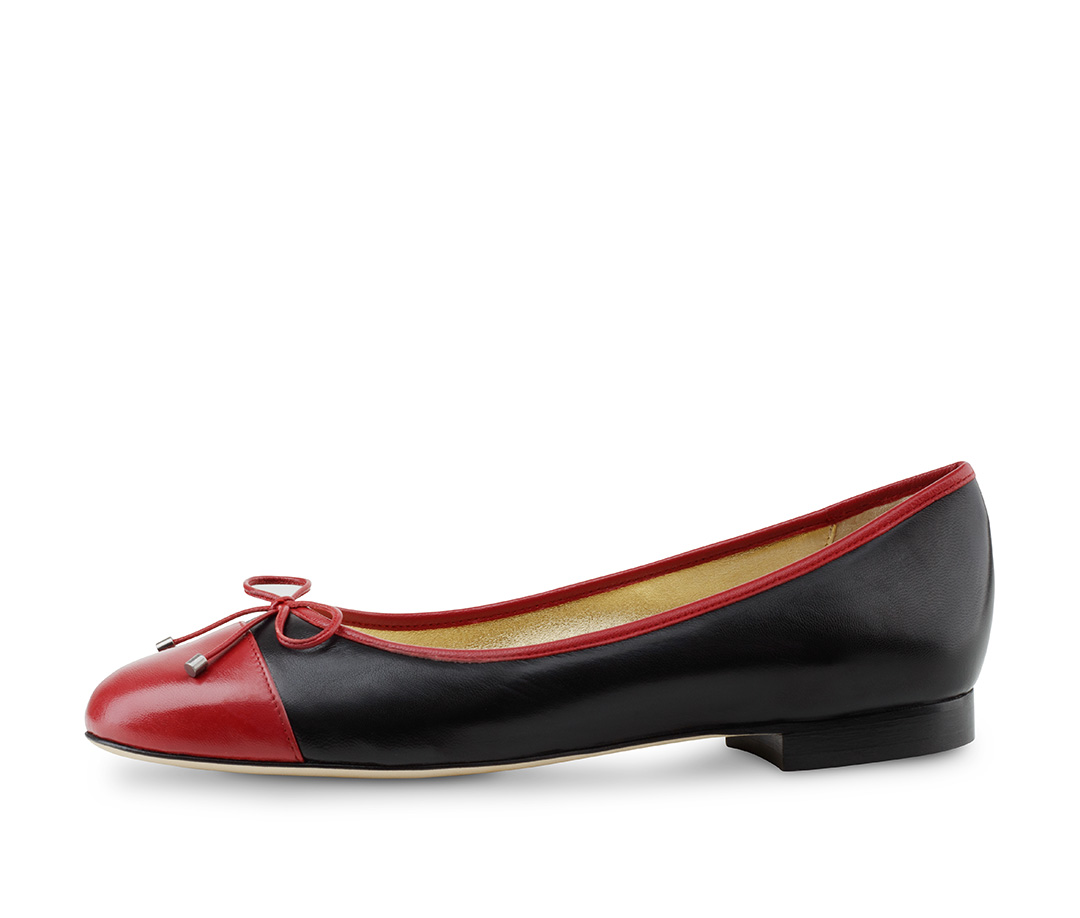 Ballerina Ada - Werner Kern Ballerinas Schwarz roter Ballerina von Werner Kern mit roter Schleife