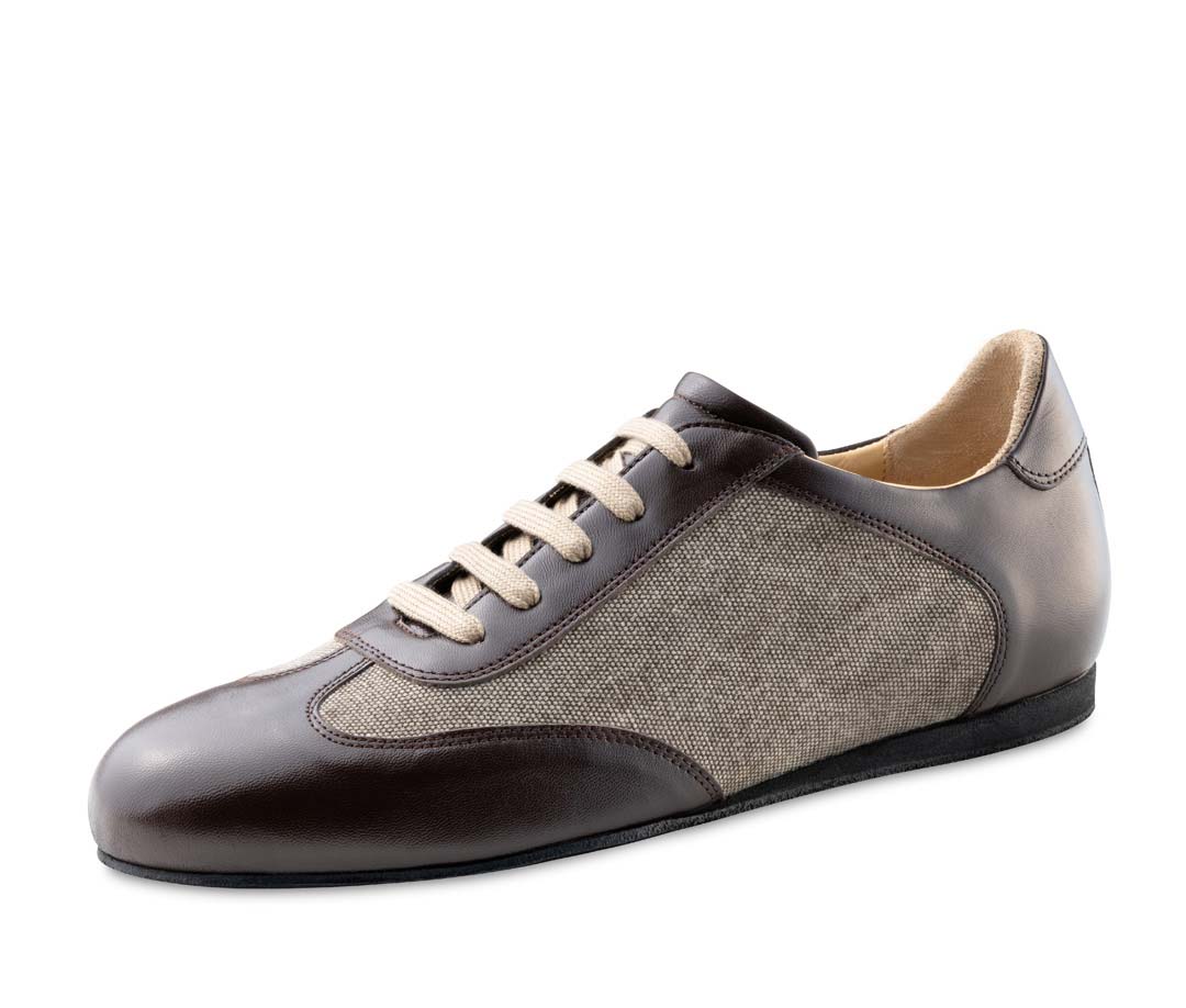 Positano Herrentanzschuh von Werner Kern in Leder mit Canvas in braun