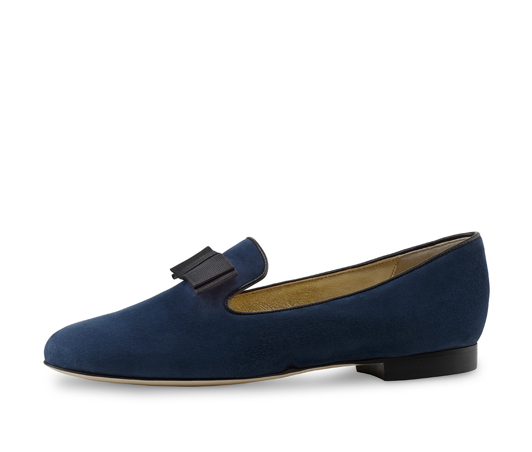 Loafer Ive - Ballerinas by Werner Kern Dunkelblauer Loafer von Werner Kern aus Wildleder und schwarzer Schleife