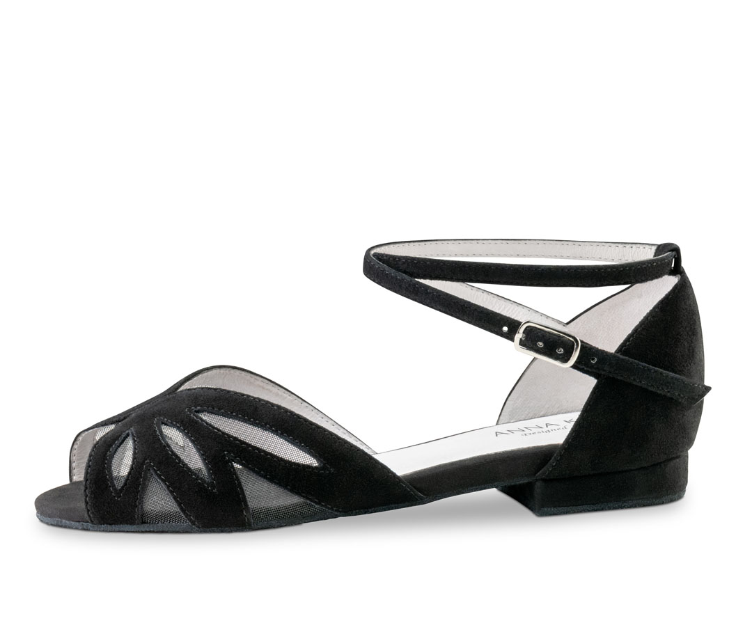 Margo Sandalias planas negras de baile con tacón de 1 cm de Anna Kern